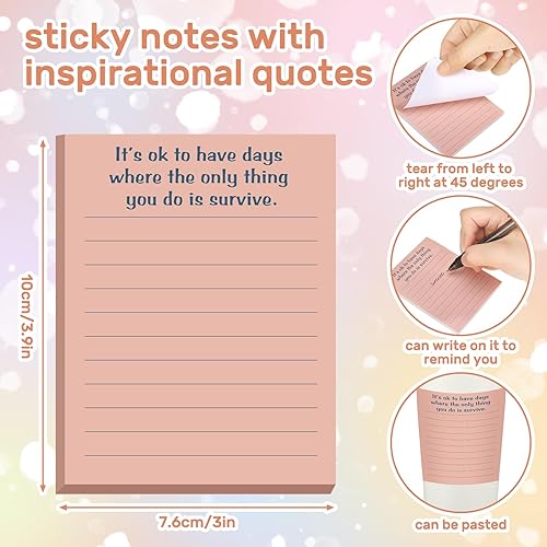 Miniatura 4 de 32 blocs de notas adhesivas de salud mental a granel de 3 x 4 pulgadas, bloc de notas adhesivas inspiradoras con líneas de afirmación positiva,