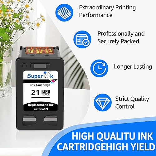 Miniatura 4 de SuperInk Cartucho de tinta remanufacturado 21XL de repuesto para HP 21 XL 21 compatible con impresora DeskJet D1520 D2345 F4140 F4180 F380 D1320
