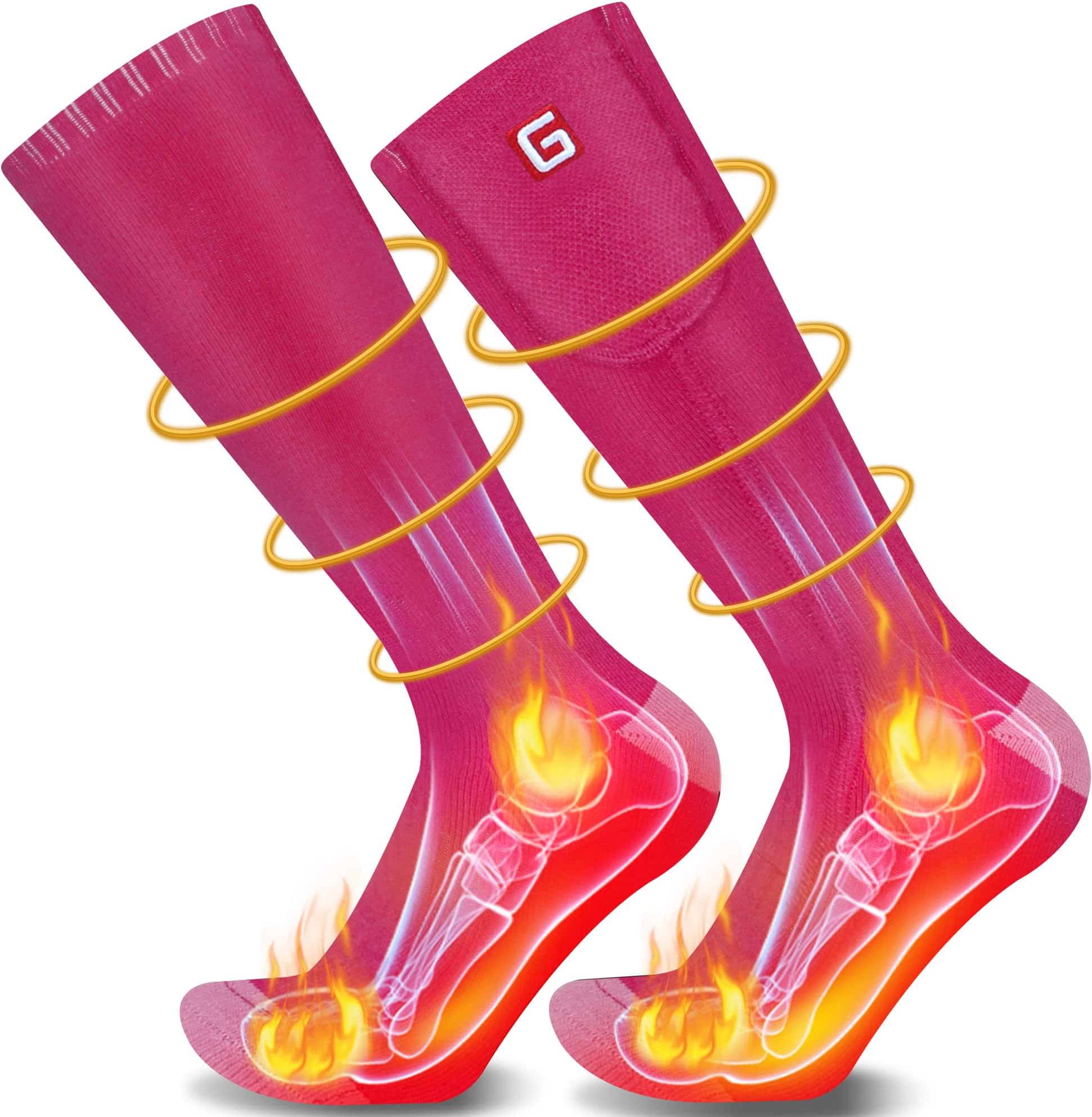 Heated Socks for Men/Women-Rechargeable Electric Battery Heat Socks,Winter Warm Novelty Heat Insulated Sox Kit,Thick Thermo Skiing Heating Stockings,Hunting Climbing Hiking Foot Warmer Socks