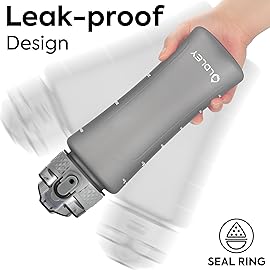 OLDLEY Kids Water Bottle for School with Straw Chug Lid, 15 oz Unbreakable Leak-Proof BPA-Free Motivational Water Bottles with Time Marker for Travel Sports Gym, 2 Lids, Grey