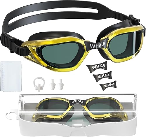 Whale Gafas de natación para niños, 100% protección UV y antivaho - Sello de silicona ultra suave, para edades de 4 a 14 años