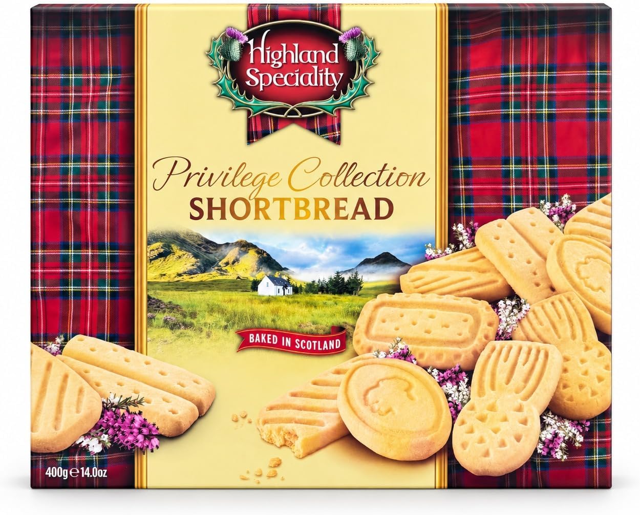 Highland Speciality Privilege Shortbread Selection 400g - Luxury Scottish Shortbread - Traditional Christmas Biscuit Gift - Product of Scotland