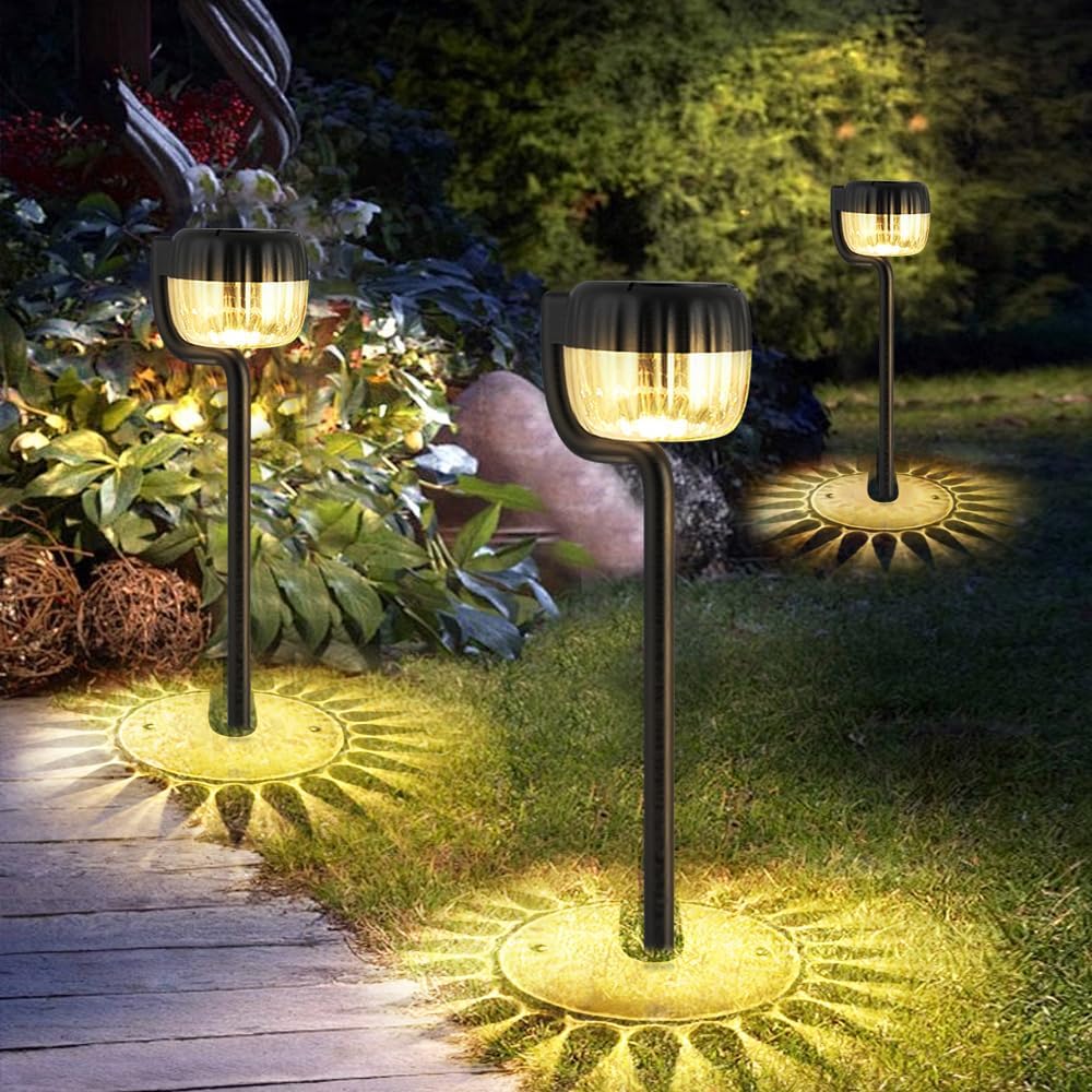 Outdoor Solar Pathway Lights, IP64 Waterproof Solar Powered Landscape Spot Light, 2 Pack Solar Decoration Garden Lights for Yard,Porch,Walkway,Driveway