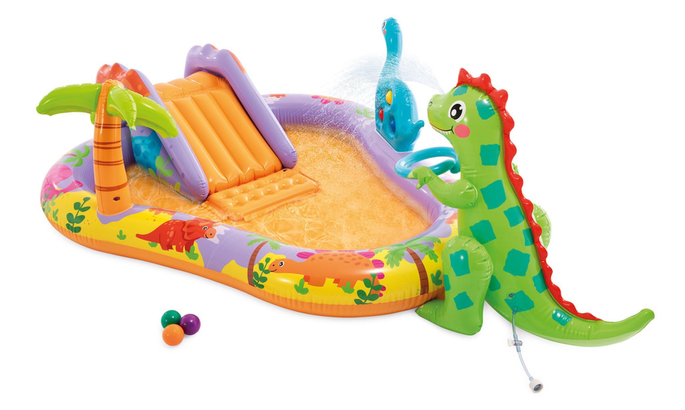 Inflatable Dinosaur Splash Play Pool for Kids with Slide 56139, Water Sprayer & Ball Toss Game, Fun Backyard & Garden Water Play Pool for Toddlers & Children-image-48