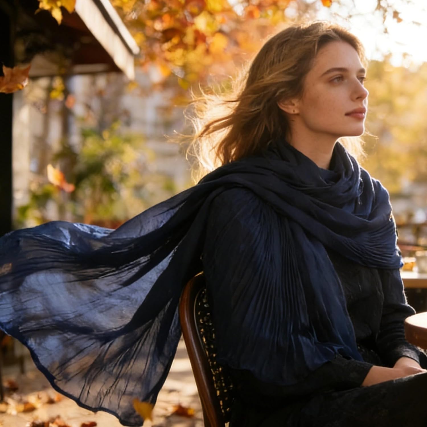Modal Hijab Scarf, Dark Blue, For Women, Soft Lightweight Head Scarf And Fashionable Shawl, 27.6 X 70.9 In / 70 X 180 Cm, Use For All Seasons And Occasions