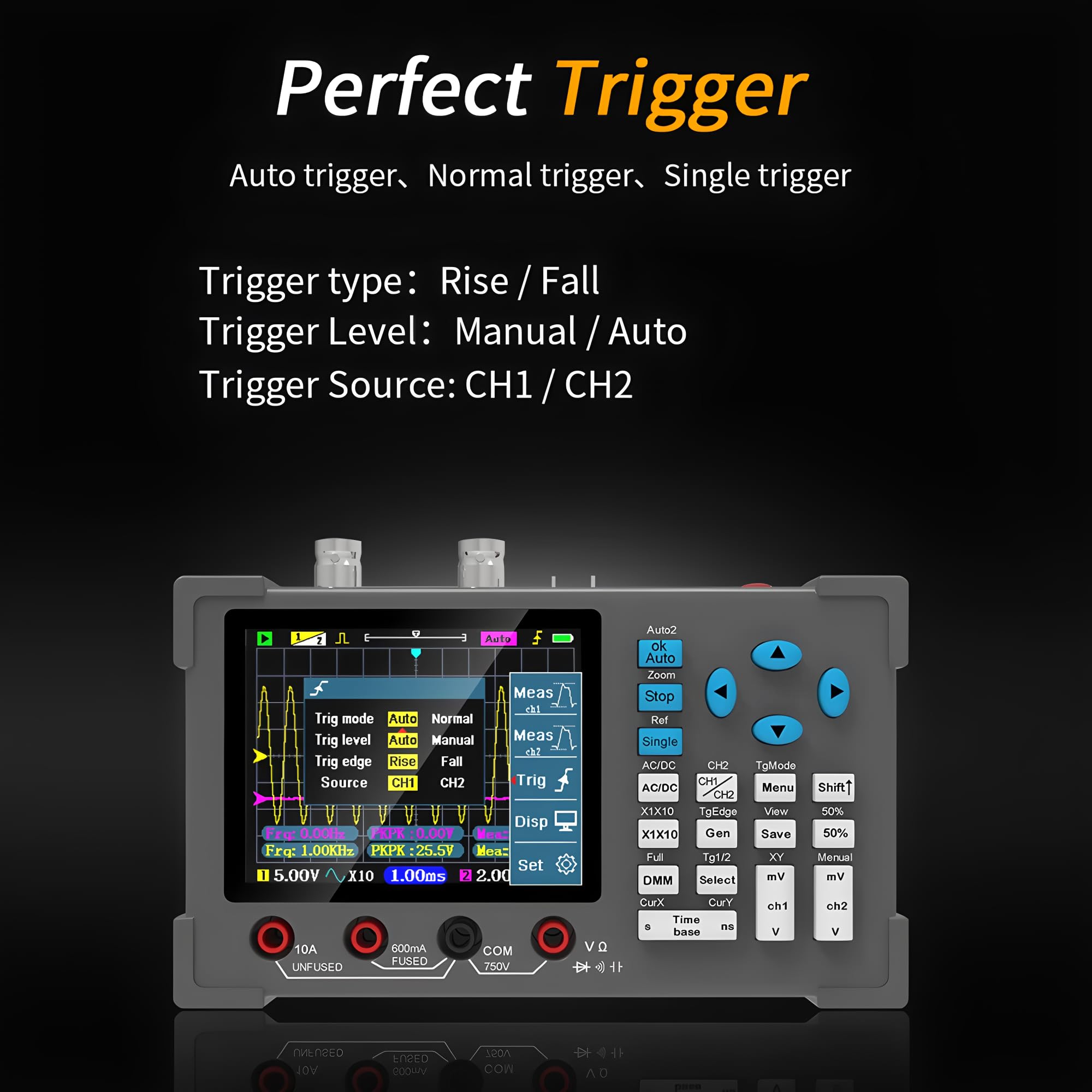 Oscilloscopio digitale ZEEWEII 3in1, multimetro, generatore di segnali, canale doppio, larghezza di banda 120MHz, frequenza di campionamento 250MSa/s, oscilloscopio portatile (DSO3D12)