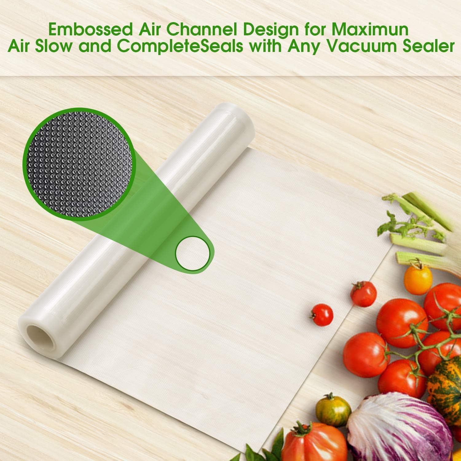 Vacuum Sealer Bags, 2 Rolls Thicker Heavy-Duty Commercial Quality Textured Vacuum Seal Bags for Food Storage Saver Sous Vide Cooking