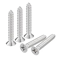 Vista 21 de uxcell Tornillos de chapa de cabeza plana #4x3/8, 50 tornillos de madera Phillips Drive Tornillos de acero inoxidable 304 Autoperforantes