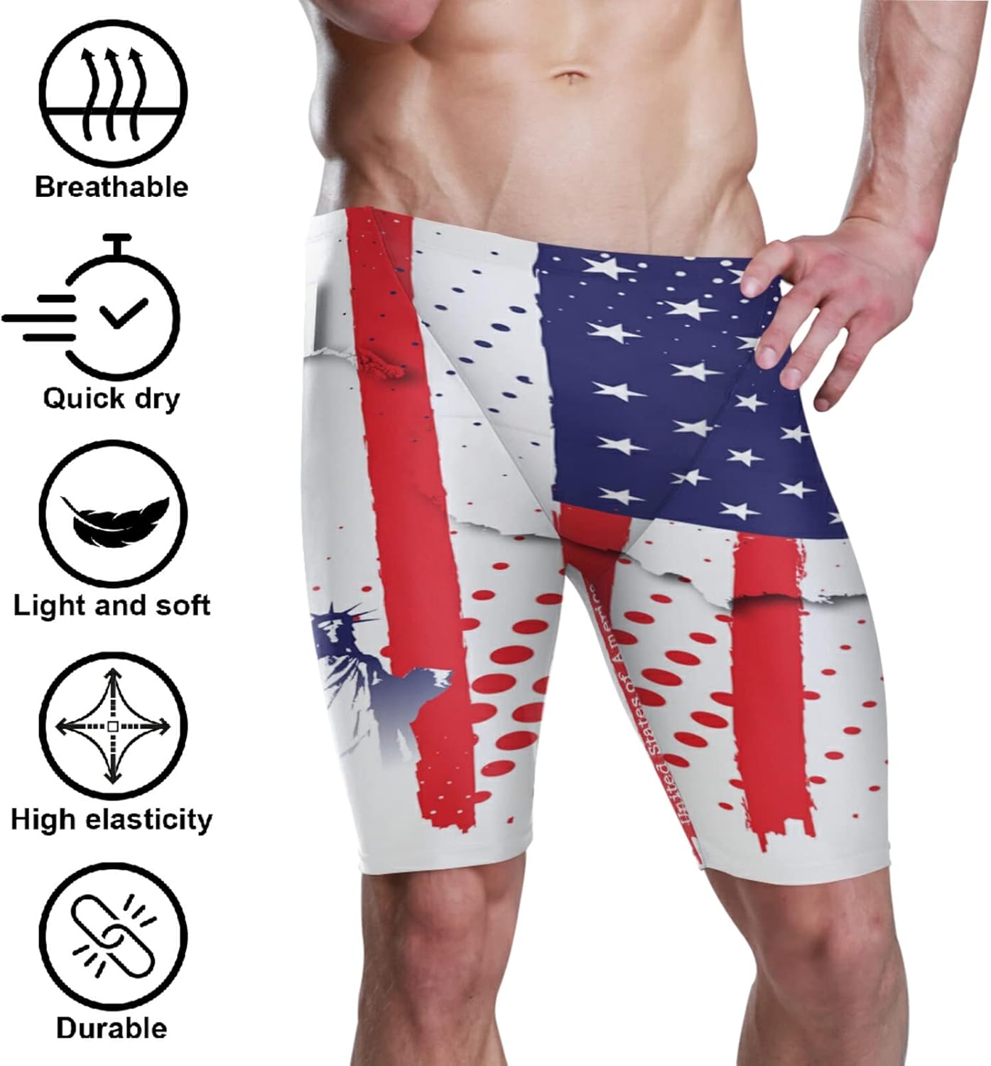Mens Swim Jammers Printed Quick Dry Athletic Swimsuit