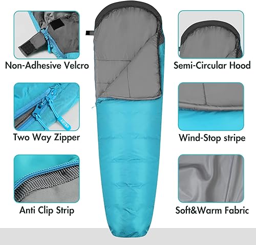 Miniatura 6 de VILLEY Mesa de camping portátil con patas ajustables y saco de dormir de momia