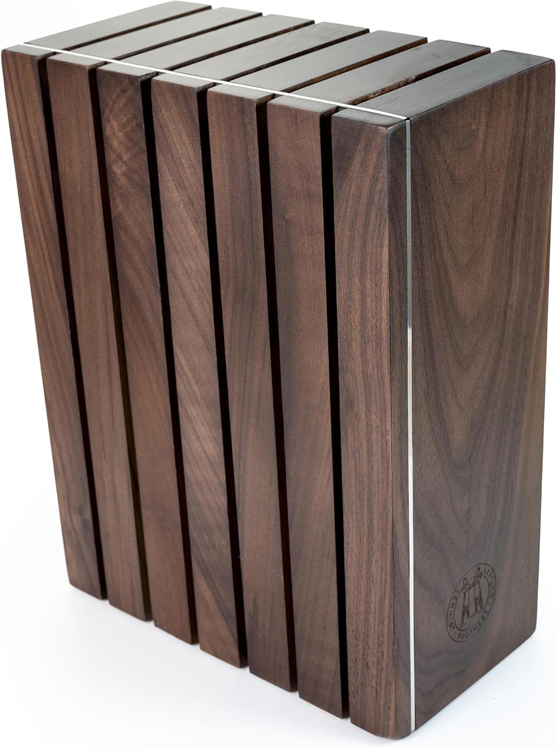 Schmidt Brothers - Skyline Magnetic Knife Block, Walnut Hardwood and Slotted Storage, Universal Cutlery Storage For Up To 6 Knives