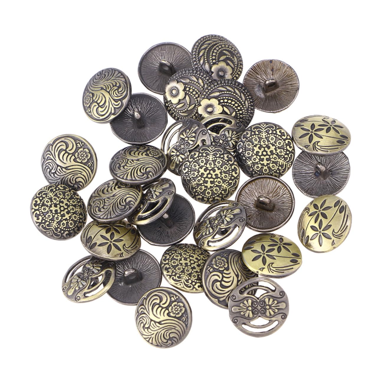 Boutons vintage gravés en bronze antique pour finitions de haute qualité