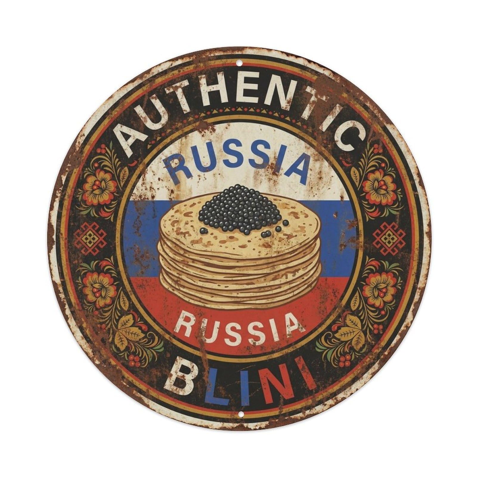 Russia Travel Blini Russian Pancake Cuisine Metal Tin Sign