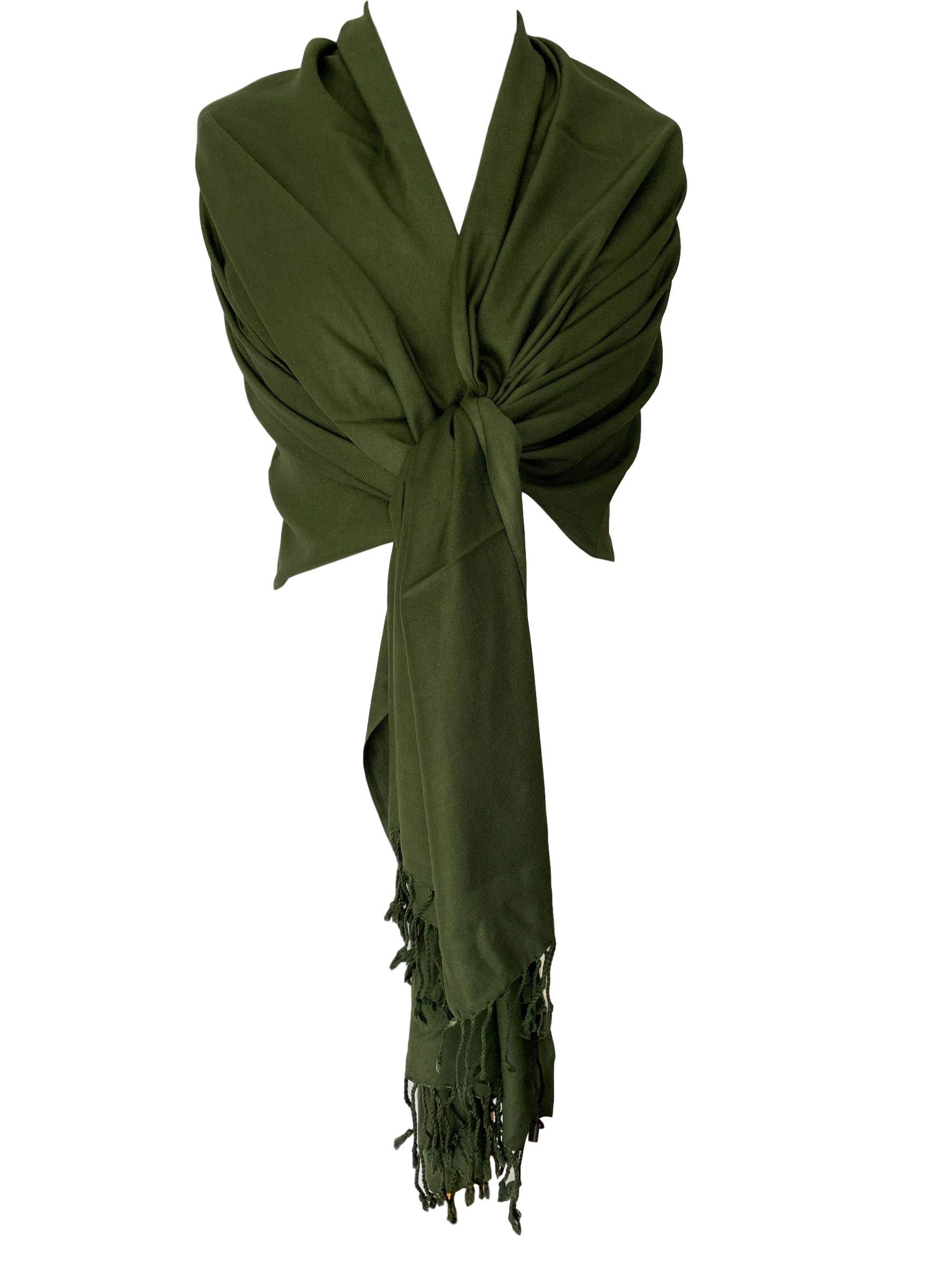 Purple Possum Women's Green, Olive Green, Olive, Dark Green Purple Possum® Green Pashmina Fair Trade Wrap Olive Shawl, Oversized Scarf Wedding Prom Accessory