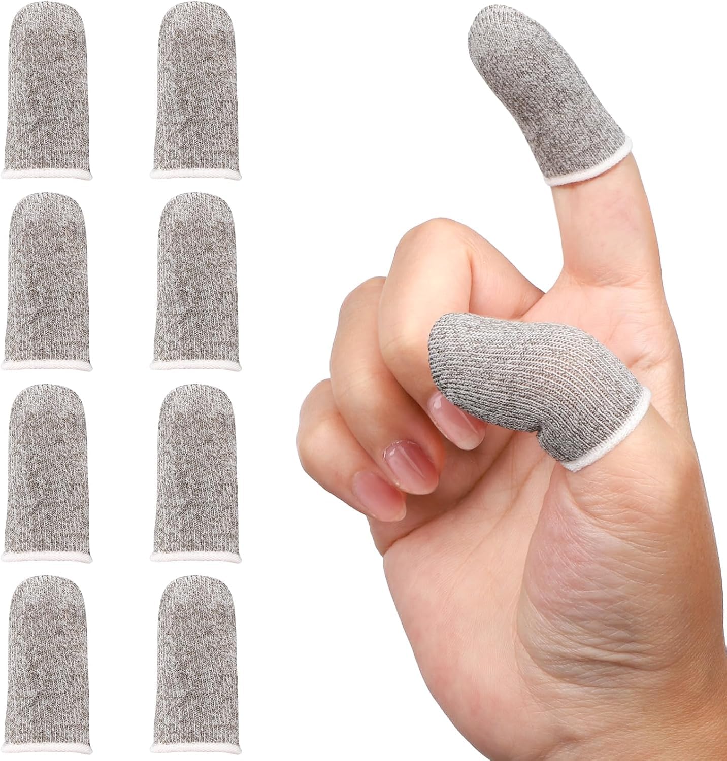 DROPOSALE Hand Finger Protectors Sleeves Cots Cut Resistant Protector Reusable Thumb Anti Slip Guards for Kitchen Sculpture Work Black White Mixed (10)-image-7