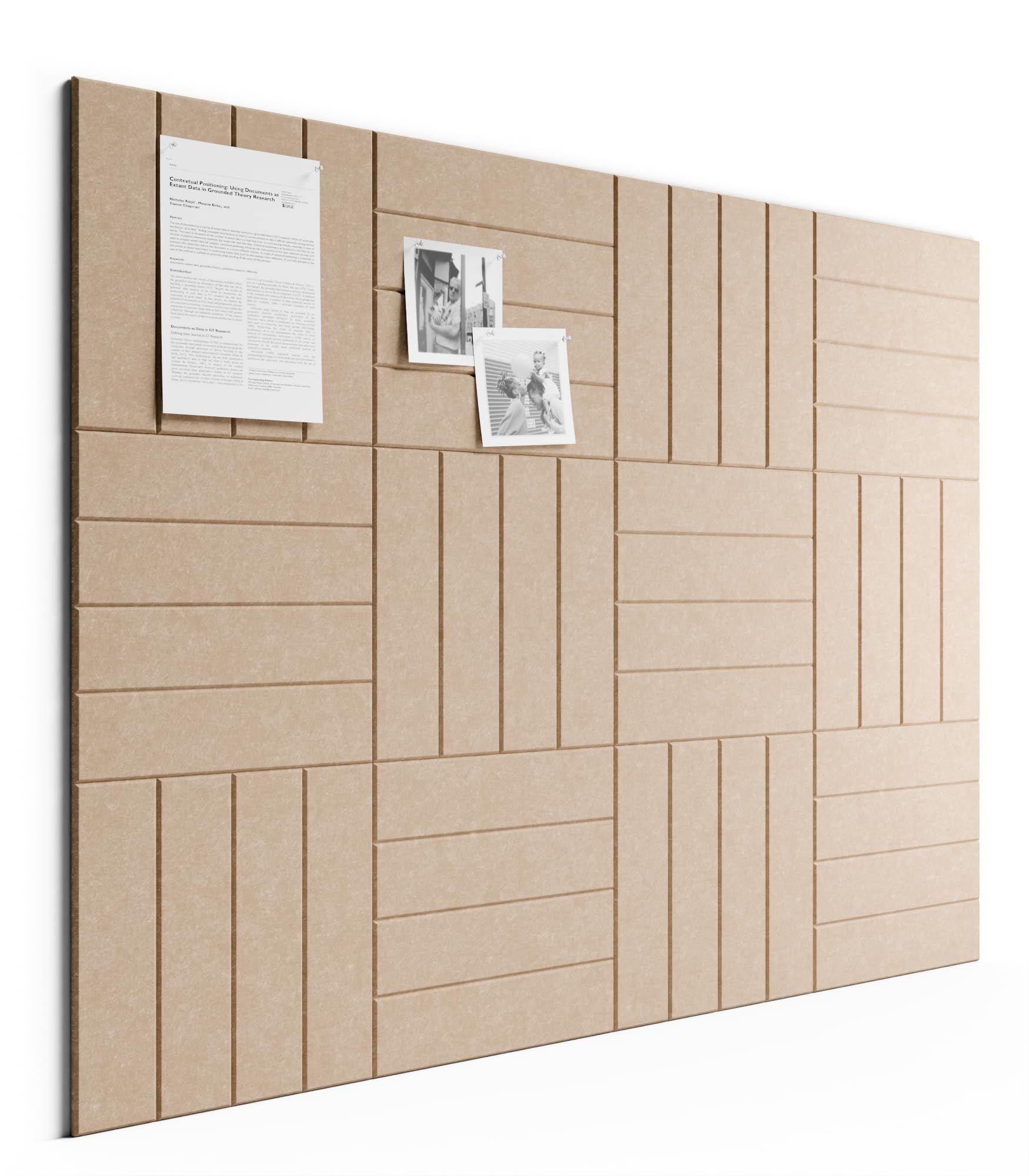 Bumusty 12er-Pack Filz-Pinnwand Lamellen-Optik 120 x 90cm,Alternative zu Korktafel,Inkl.70 Klebestreifen,Memoboard,Fotowand & Visionboard Für Büro,Kinderzimmer & Klassenzimmer