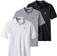 U.S. Polo Assn. Men's 3-Pack Classic Fit Cotton Polo Shirts - Breathable, Stretch Pique Short Sleeve Polos for Casual Comfort