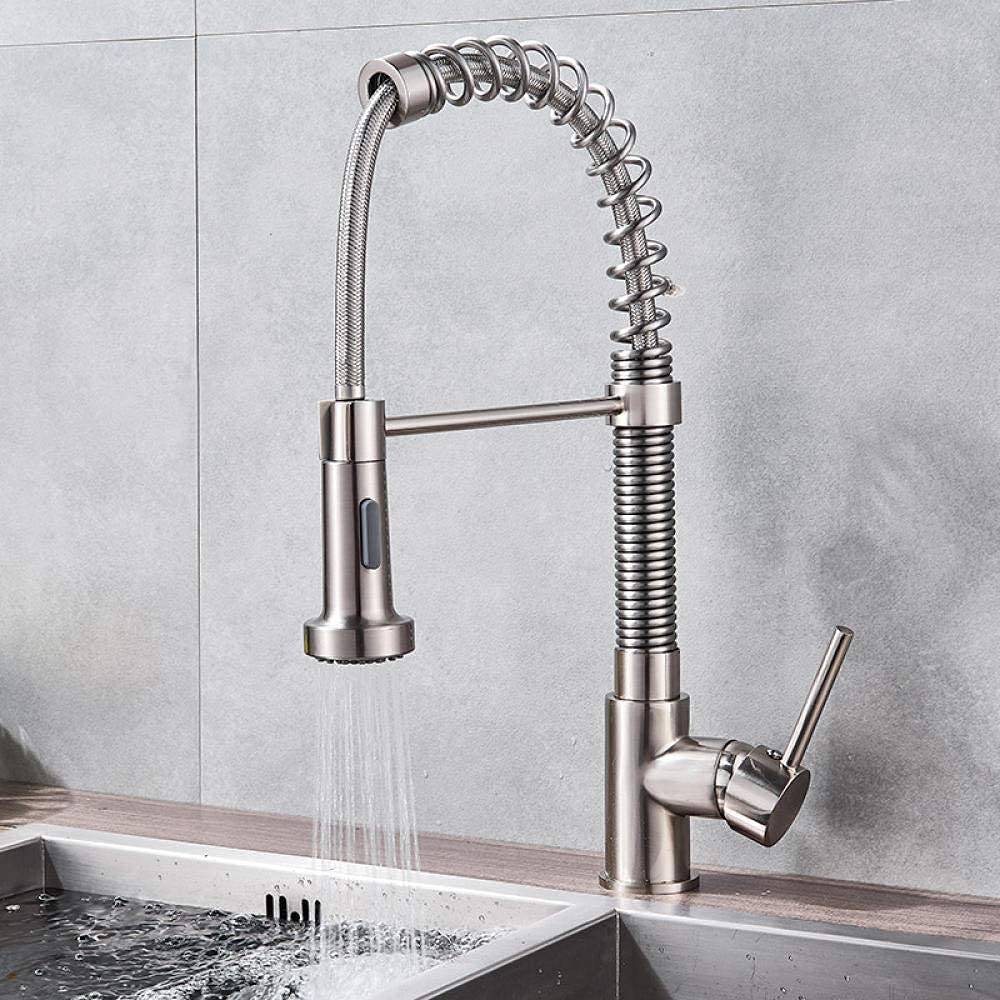Robinet d'évier de cuisine à ressort noir avec mitigeur eau chaude froide