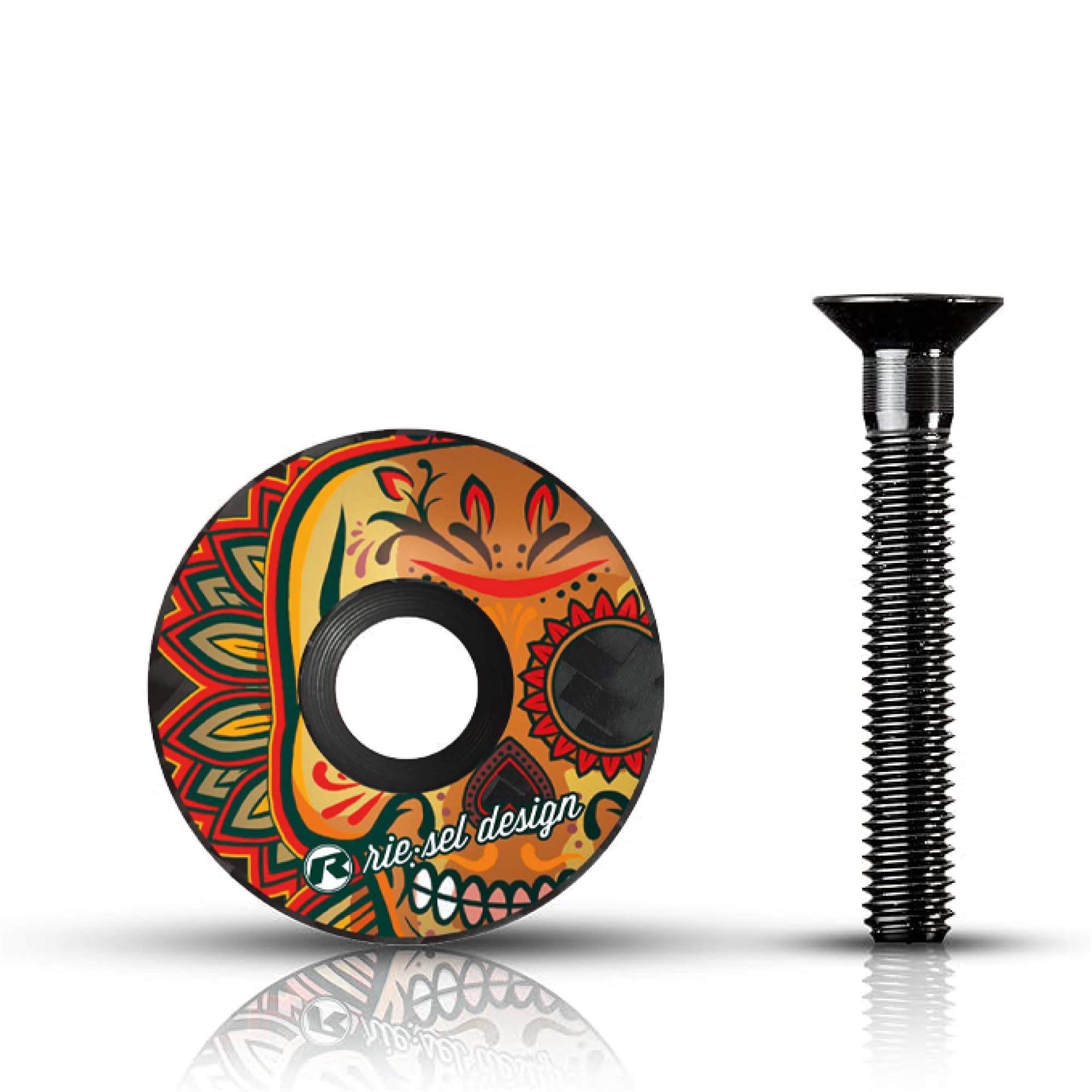 Riesel Design - STEM Cap – Top of the Range Carbon Bike Steering Cap + Anodised Aluminium Screw – 6 g Size 1 1/8 Inch – Los Muertos — image 1