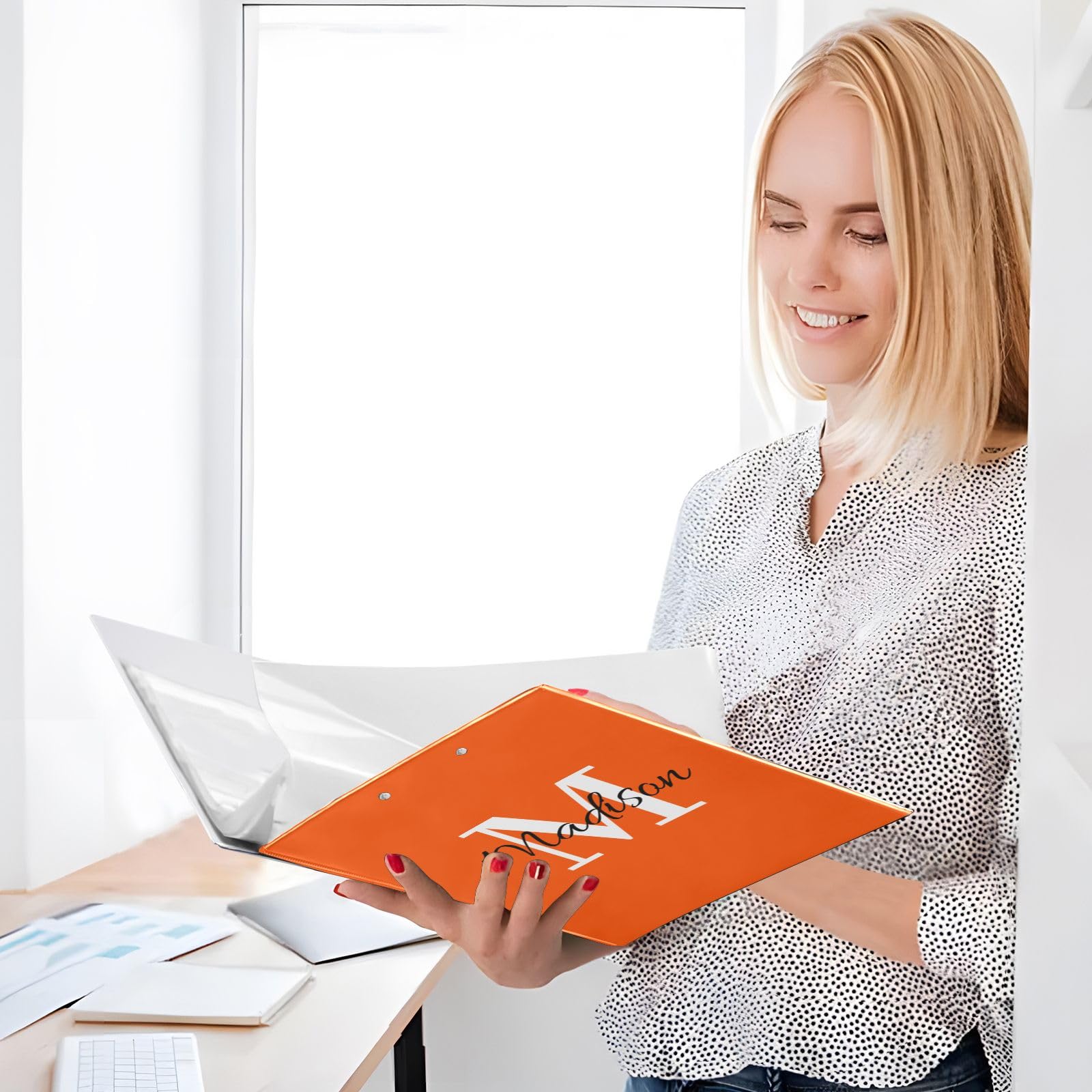 Raccoglitore personalizzato a 3 anelli da 3,8 cm con nome, raccoglitore decorativo a tre anelli per quaderni, contiene 200 fogli, per lavoro, scuola, ufficio, regalo personalizzato
