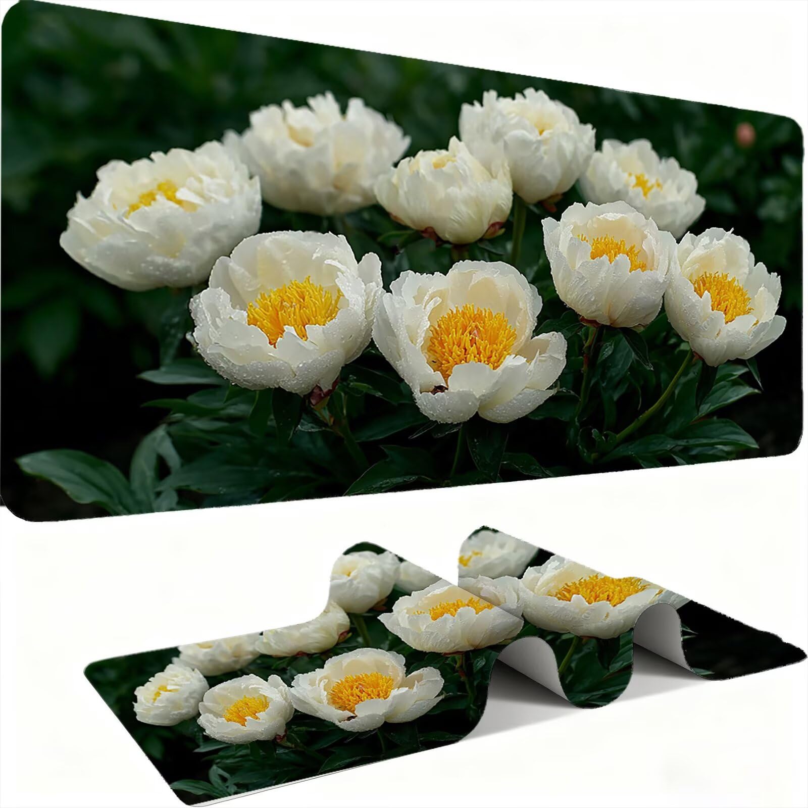 Podkładka pod mysz XXL w kwiaty/krajobrazie 1200 x 600 mm duża podkładka pod mysz szyte krawędzie wodoodporna antypoślizgowa duże rozszerzone akcesoria biurowe na PC, przenośna poprawia dokładność i