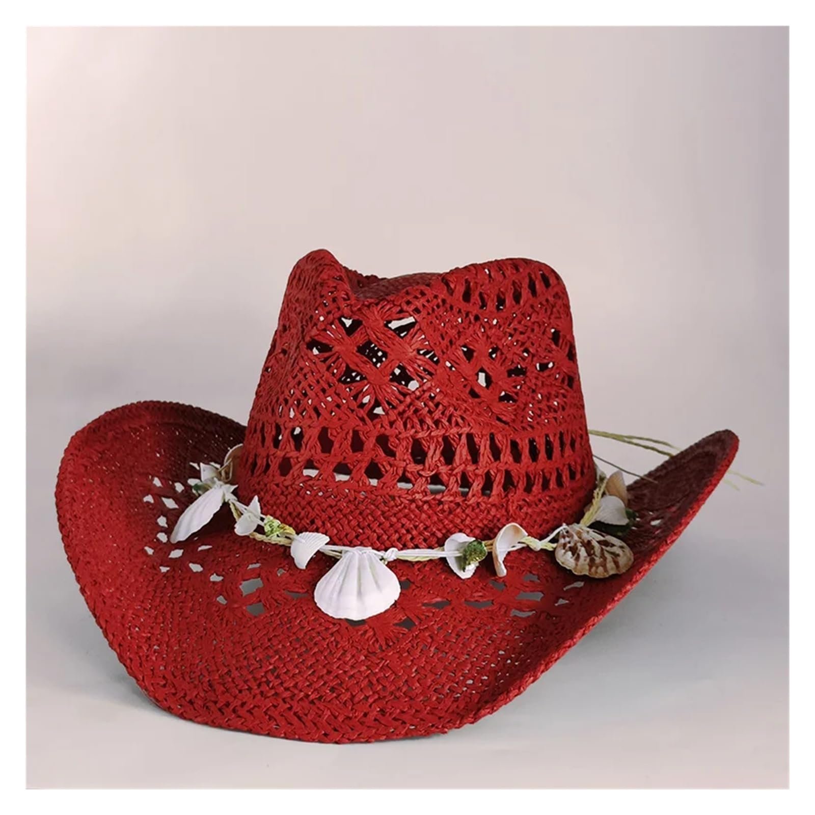Sombrero Cowboy Sombrero de paja vaquero for mujer, sombrero rojo ala grande for fiesta, verano al aire libre, jazz for el sol Retro