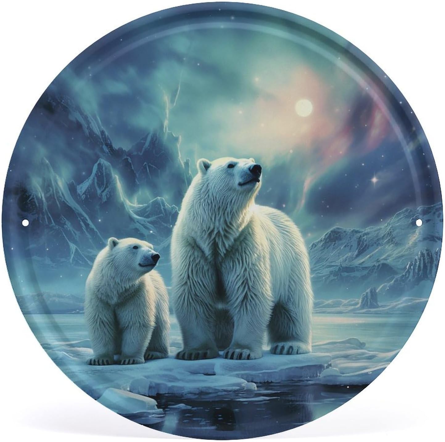 Polar Bears Northern Lights Metal Tin Signs Vintage Yard Sign Funny Garden Signs for Outside Personalized Man Cave Sign Decor Retro Garage Signs for Wall Decor Outdoor Wall Plaque Decoration 11.8" X 1
