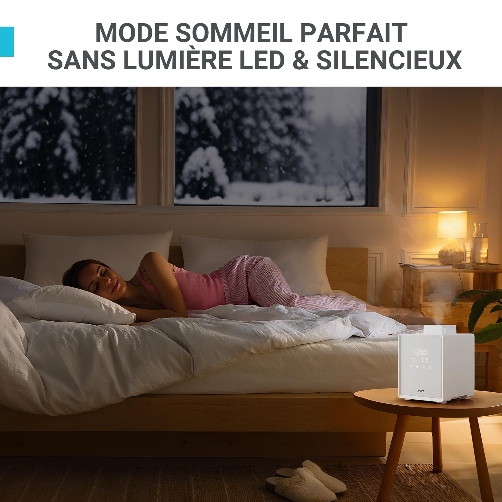 Livatro Humidificateur d’Air Chambre Top-Fill, 3L Humidificateur à Brouillard Chaud en Acier Inoxydable, Réduit 99,97% des Bactéries, avec Plusieurs Modes d’Humidité, Timer, pour la Maison, le Bureau