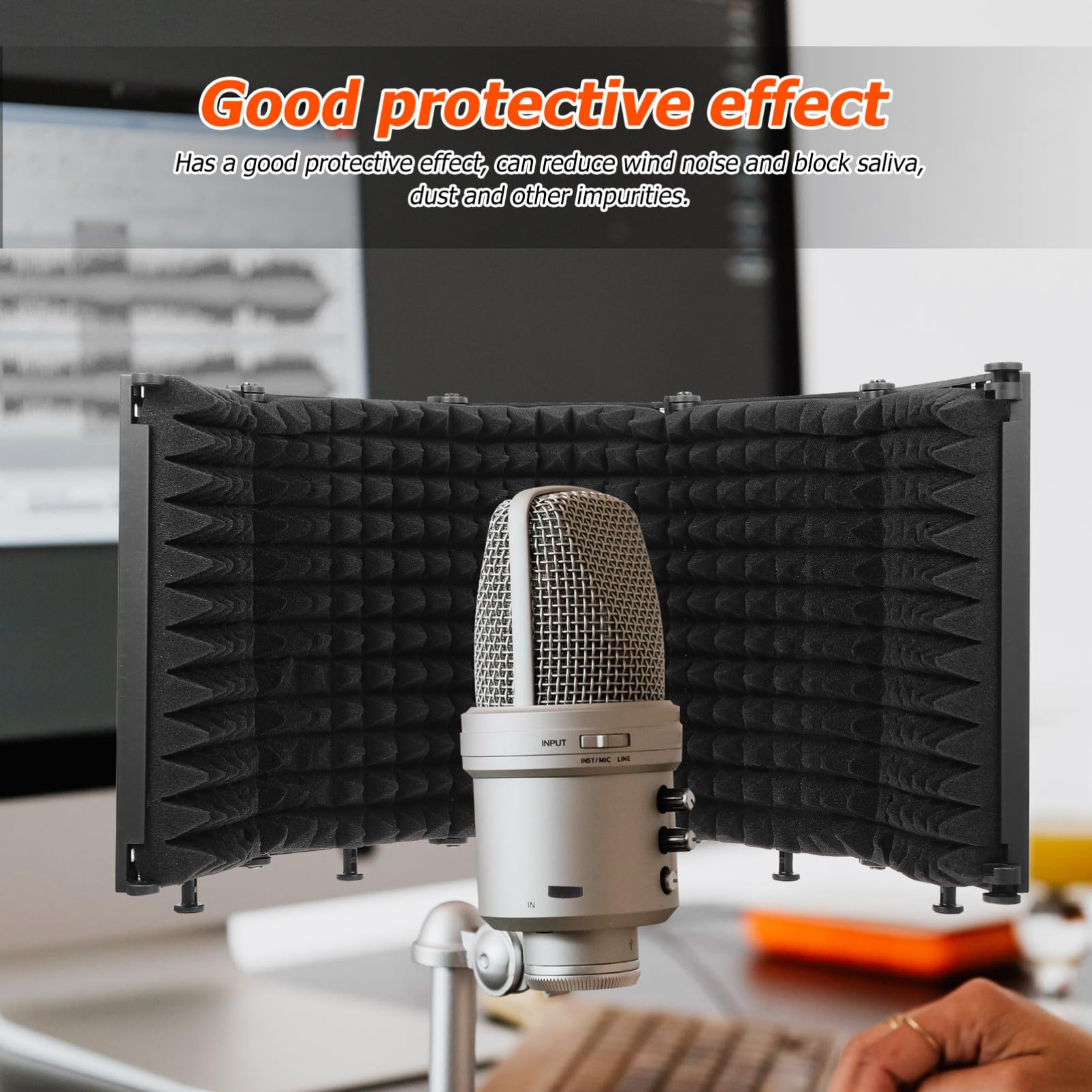 Microphone Isolation Shield Aislamiento Acústico Compacto y Plegable para Micrófono Insonorizante para Grabación Profesional y Transmisión Estudio