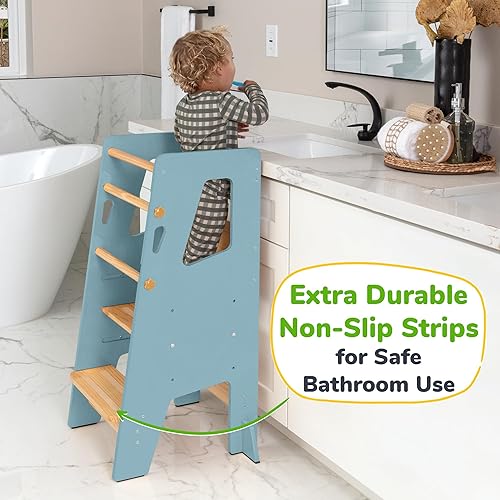 Miniatura 8 de Ocodile Torre de pie para niños pequeños, taburete Montessori seguro para niños pequeños, torre perfecta para aprender nuevas habilidades, ayudante