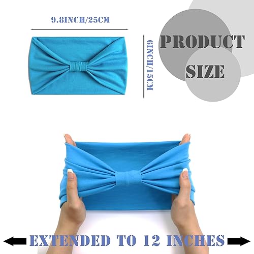 Miniatura 2 de FULZTEY Diademas anchas para mujer, bandas para el pelo antideslizantes, bandas gruesas anudadas para la cabeza, turbante amarillo, elásticas, para