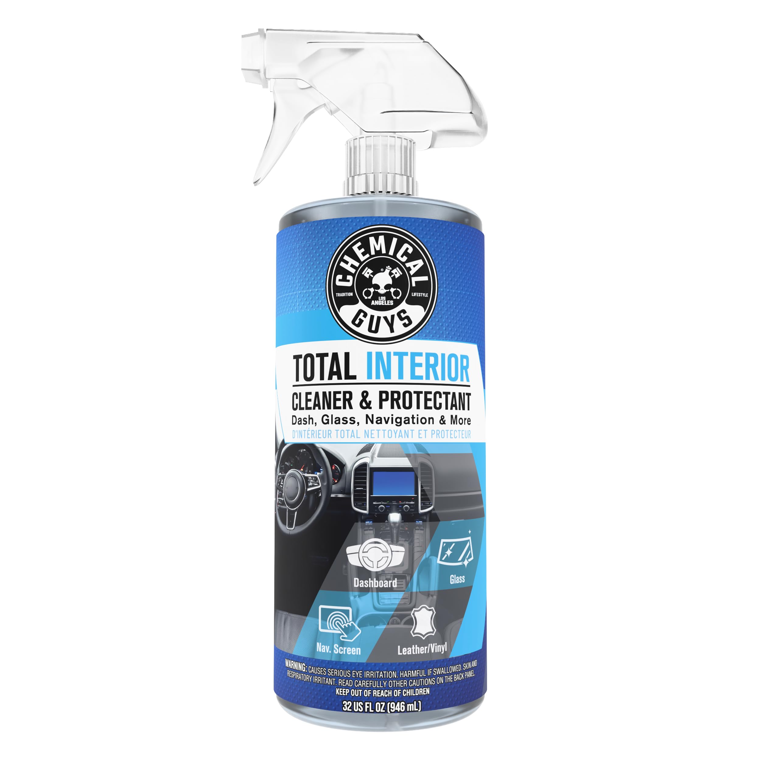 Chemical Guys Total Interior Cleaner & Protectant – Chemical Guys Interior Cleaner, Cleans & Protects Leather, Vinyl, Plastic, Rubber, Glass with a Streak-Free Finish — Cars, Trucks, SUVs, RVs, 32 oz