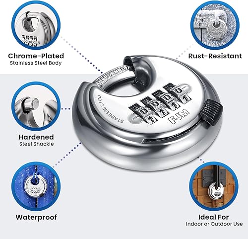 Miniatura 7 de FJM Security SX-790 candado de disco combinado de 4 marcaciones, SX-790