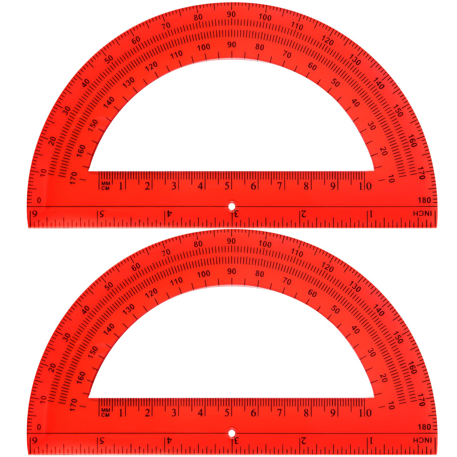 EBOOT 2 Pack Plastic Protractor 180 Degree Math Protractors 6 Inch,Red
