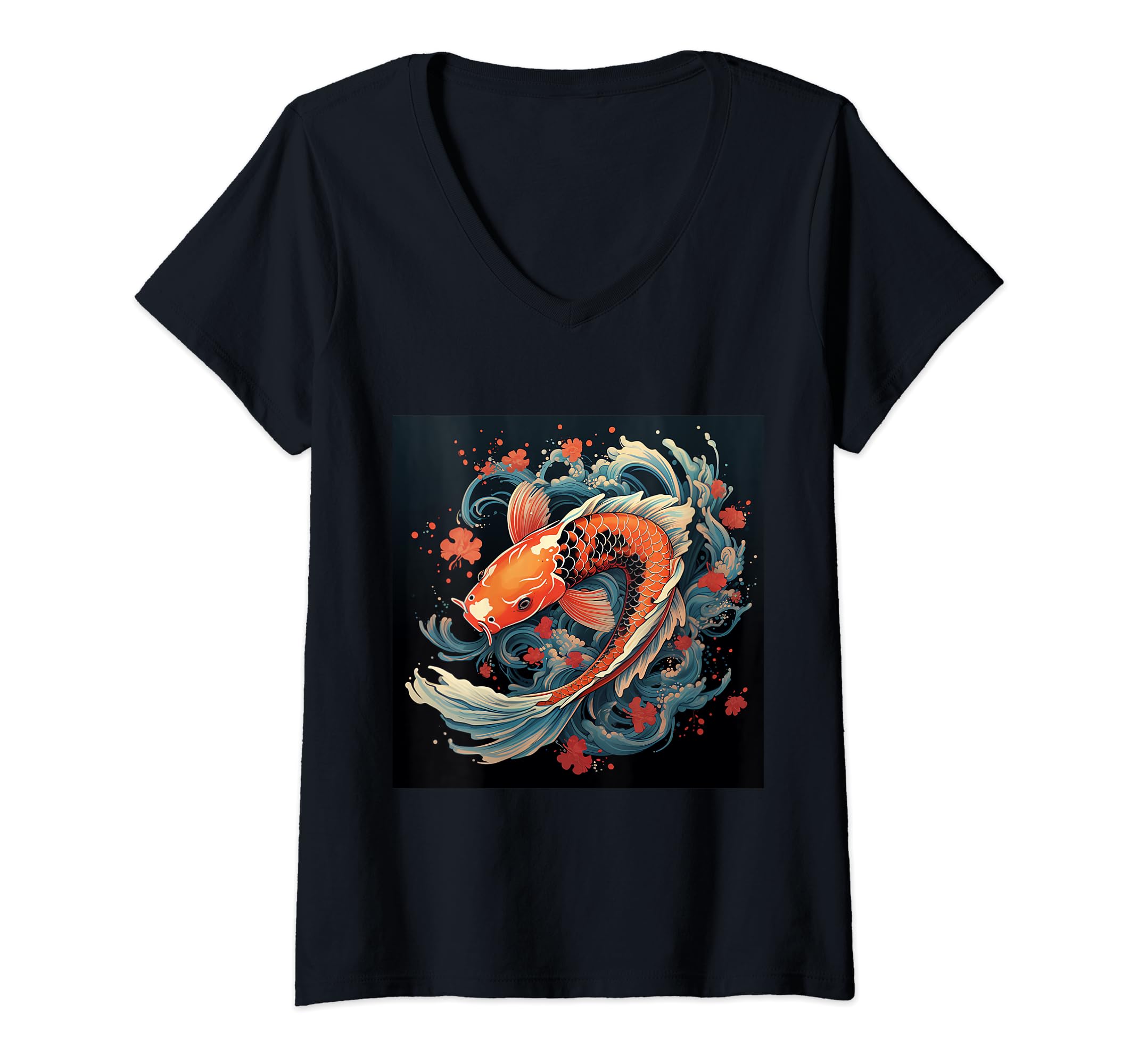 Koi Festive Spin Celebrate Beauty in a Circular Design V-Neck T-Shirt