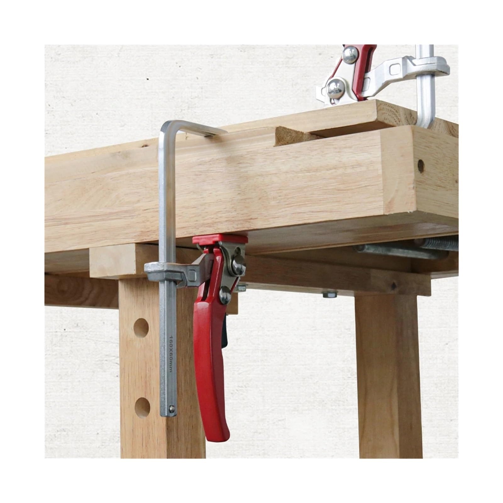 Hebelzwinge Ganzstahl 2 Stück Ratschen-Tischklemmen, Schnellspann-Schienensäge, Führungsschienenklemme und System(RED)
