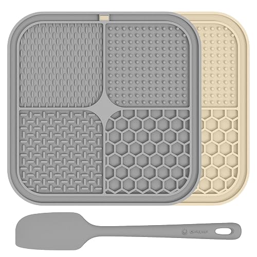 ChefAide 2 Pack Lick Mat for Dogs,Cats,Upgraded 8.5×8.5 inches Licking