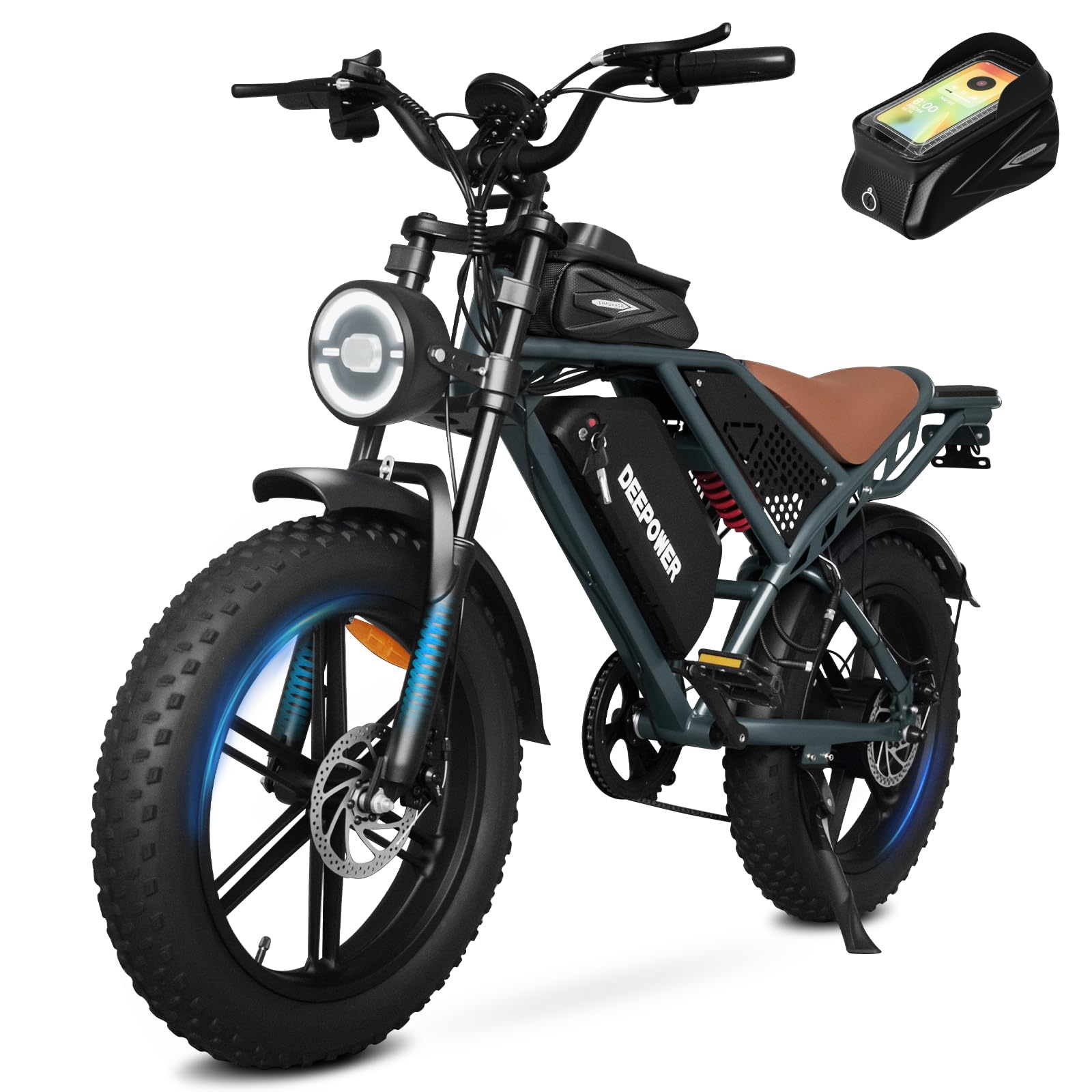 Electric Bike for Adults 1500W Peak 20" Fat Tire EBike,30-160 Miles 30MPH Dual Suspension Electric Motorcycle,48V 20/35/60AH Battery Powered Dirt Bike