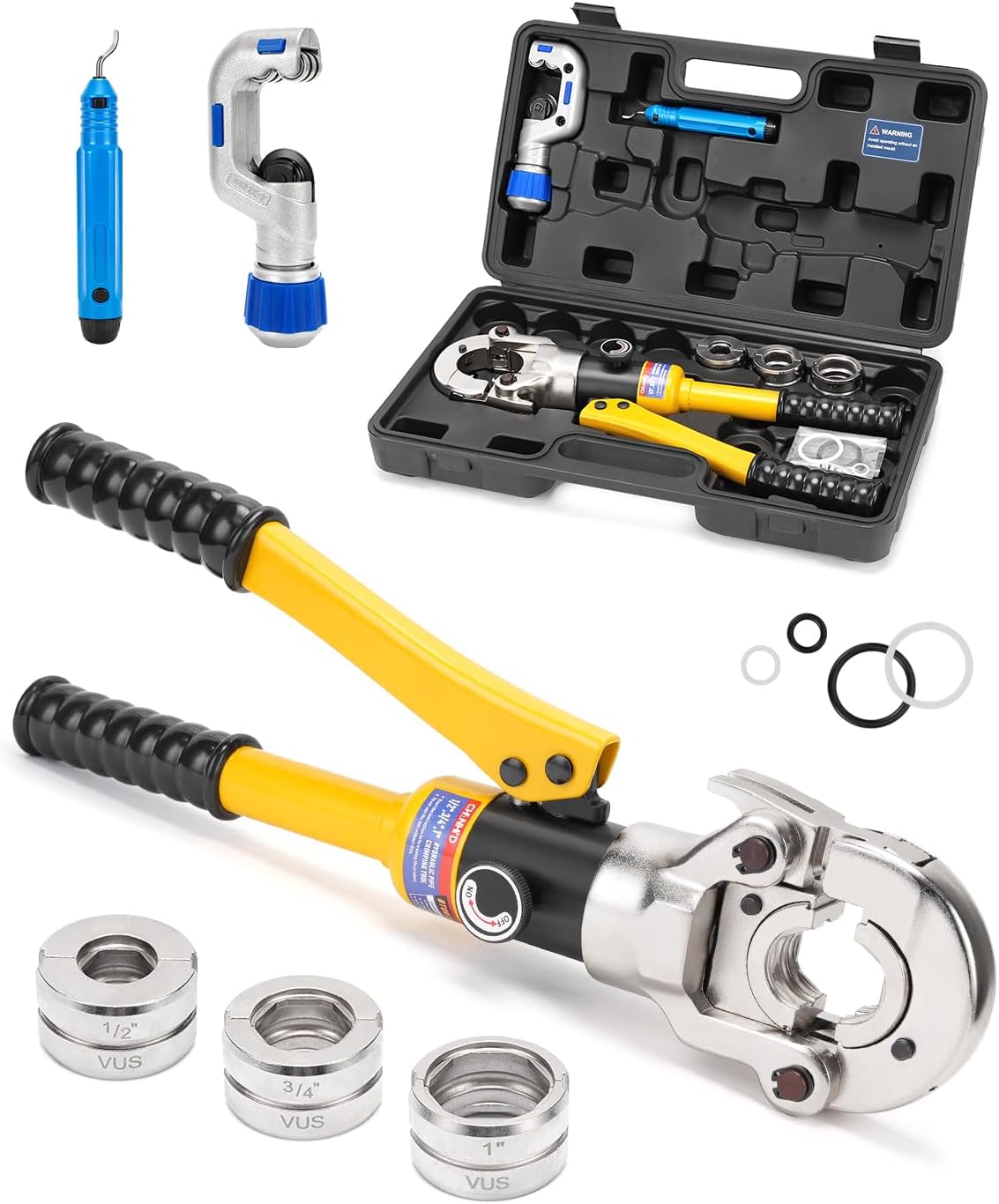 IBOSAD Copper Tube Fittings Hydraulic Pipe Crimping Tool with 1/2",3/4