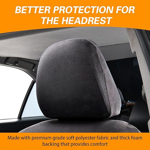 Miniatura 8 de Yumfugu Paquete de 2 fundas protectoras para reposacabezas de asiento de automóvil, fundas protectoras suaves a prueba de polvo, fundas universales