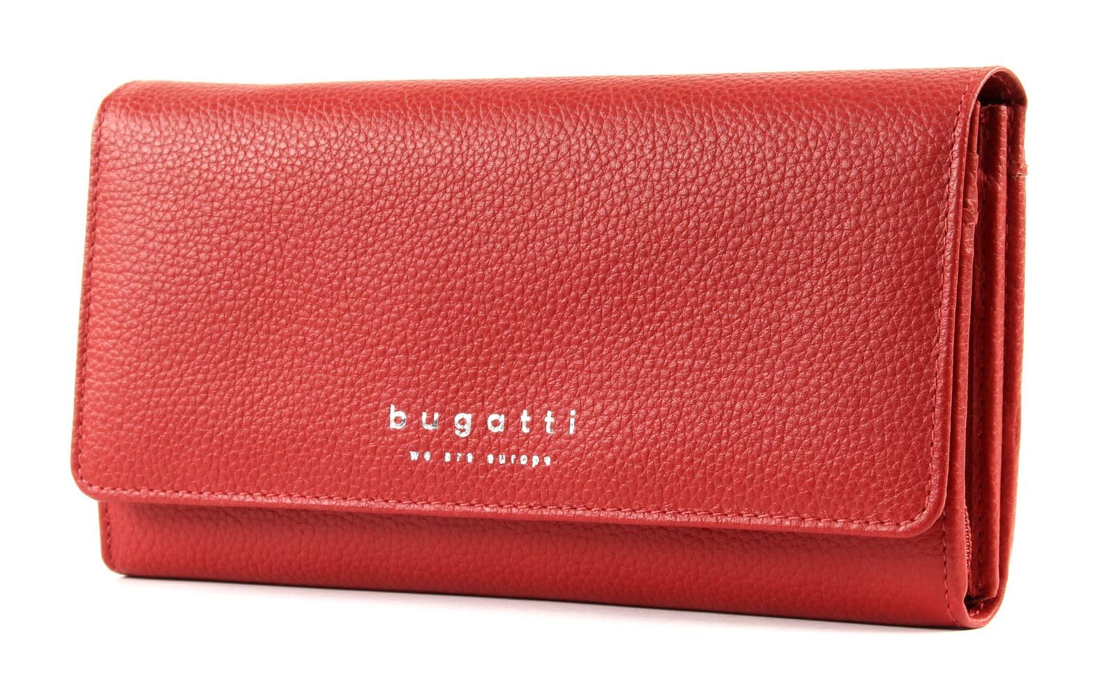 bugatti Linda große Damen Geldbörse aus Leder, mit Münzfach, rot