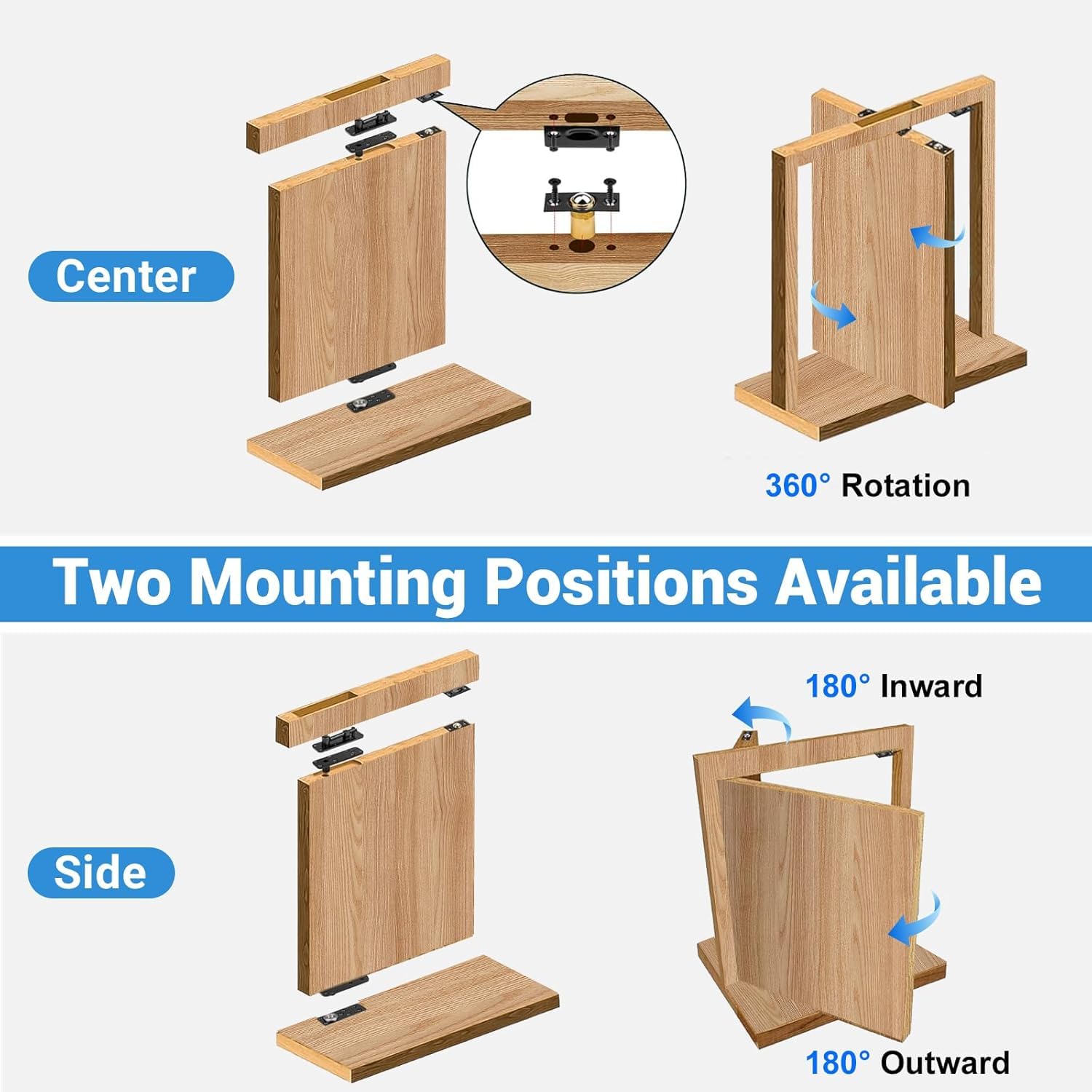 Cerniera Invisibile per Porte Legno Pesanti - Pivot Superiore e Inferiore in Acciaio Inossidabile, 360° Rotazione, Regolabile in Altezza,Nero, 2 pezzi