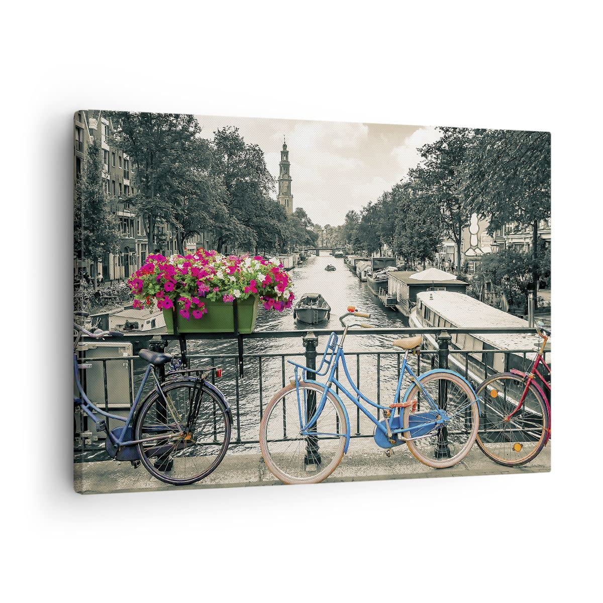ARTTOR Lienzos decorativos Ámsterdam Bicicletas Puente Cuadro Sobre Lienzo Moderno 70x50cm Cuadros Decoracion Salon Dormitorio Cocina Cuadros Pared Imágenes Wall Art Prints Decor Canvas AA70x50-4503