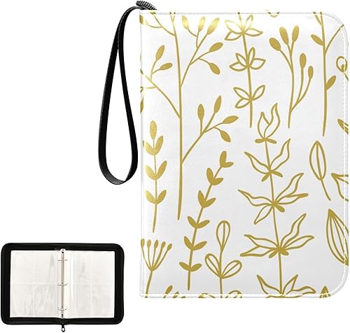 Miniatura 2 de Álbum de tarjetas floral en piel sintética duradera, diseño seguro con cremallera, carpeta de doble cara