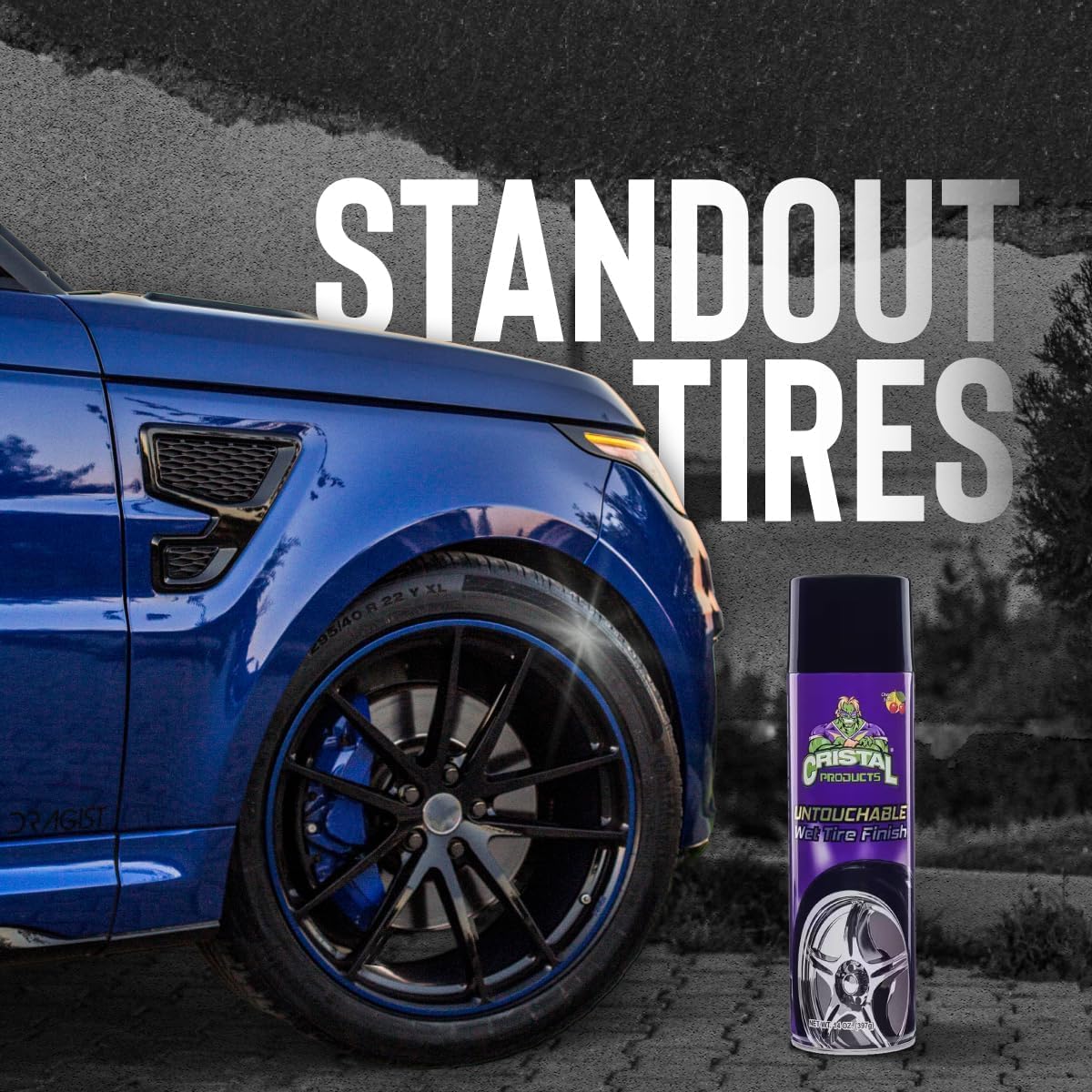 Cristal Products Untouchable Tire Shine Spray – Long-Lasting Wet Tire Finish for Deep Gloss & Protection – Waterproof Tire Shine, Easy Application, Premium Tire Cleaner Shine 8oz (12PK)