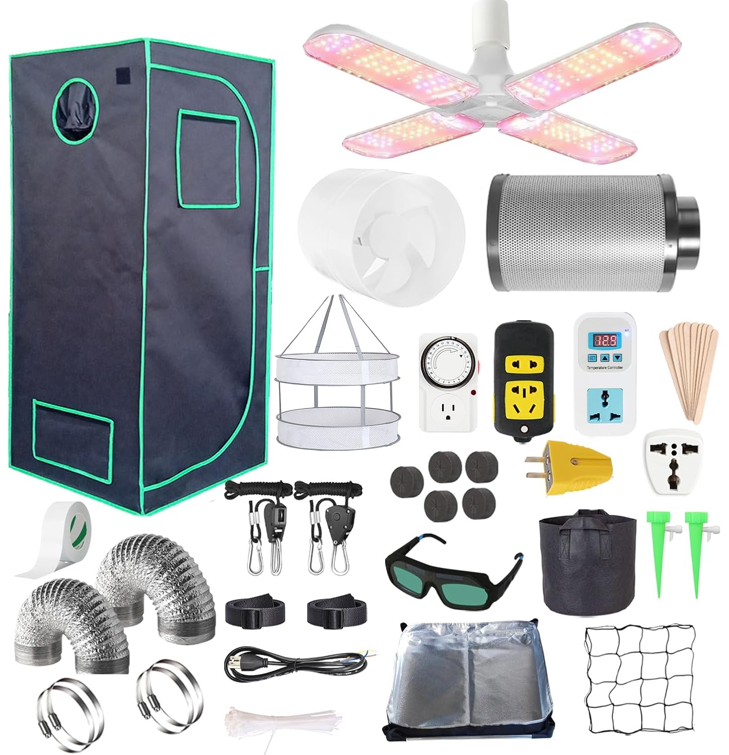 24x24x55 Grow Tent Kit Complete 2x2 FT High Reflective Mylar Indoor Grow Tent with Carbon Filter Portable Full