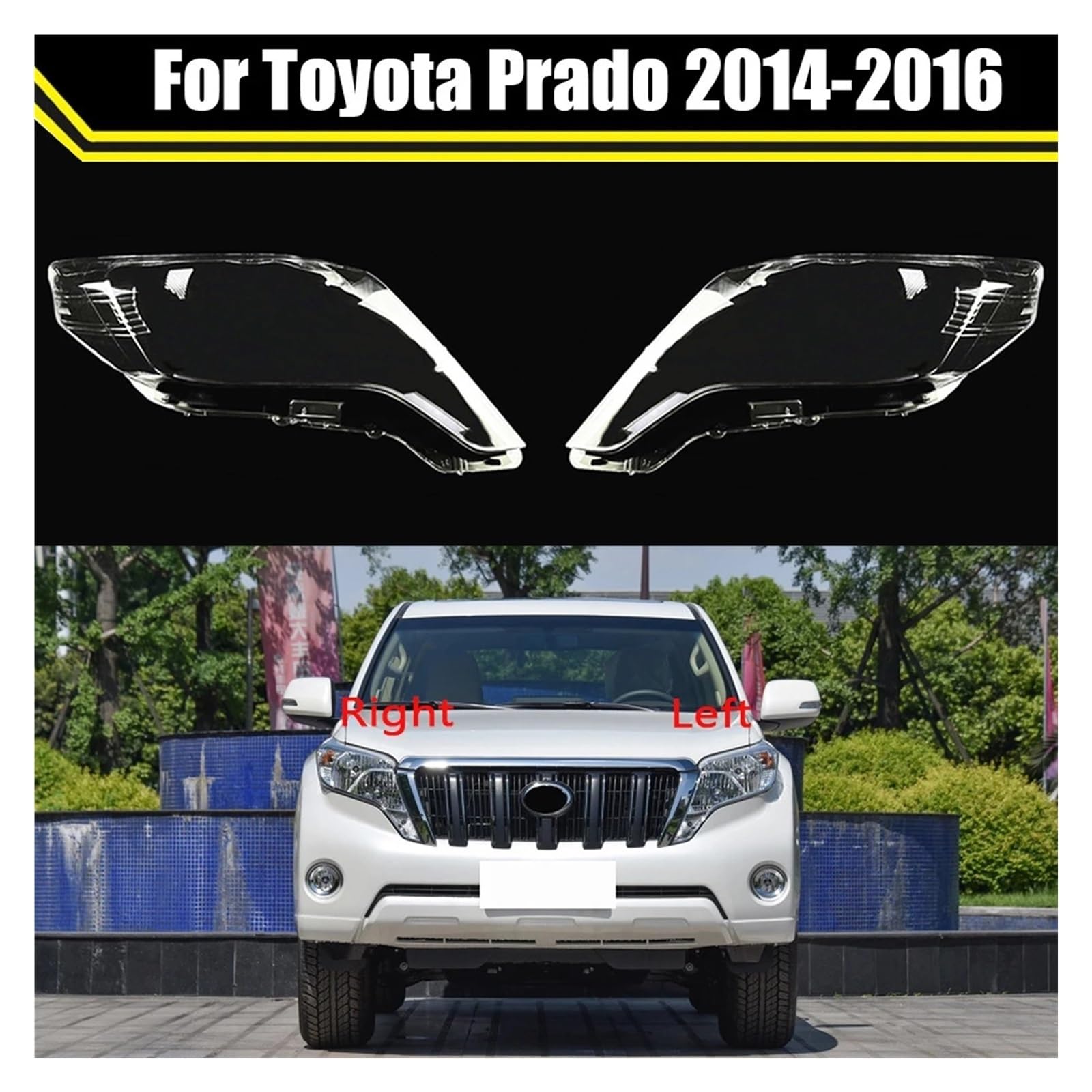 Windzerdong Auto Head Light Lamp Case For toyotas Prado 2014 2015 2016 Glass Lens Shell Headlamp Car Front Headlight Cover Lampshade Caps