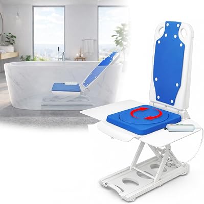 Platinum Health Tranquilo Premium Electric Bath Lift with Padded, SAFESWIVEL Rotating SEAT and Electric Recline. 300lb. Lifting Capacity and Extra High Lifting Range up to 21.5 inches.