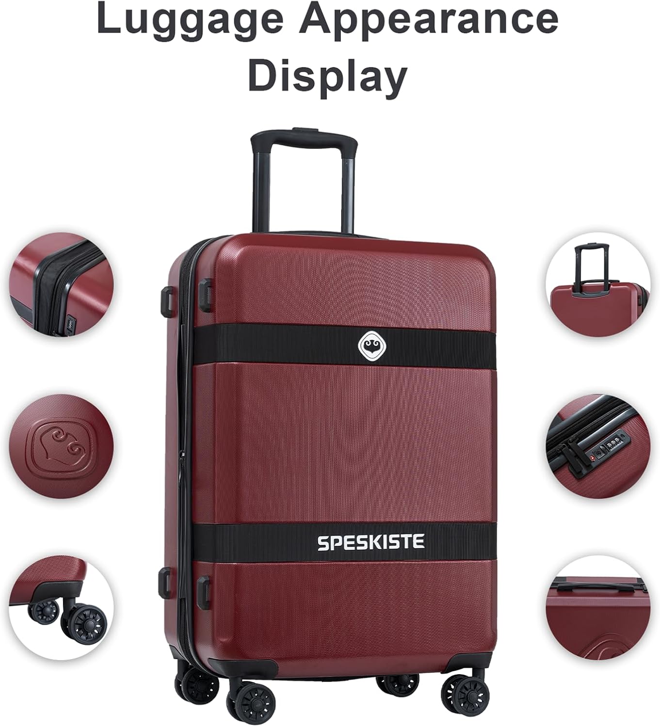 3 Piece Luggage Set, ABS PC Expandable Suitcases with Wheels, Lightweight Hardshell Luggage Sets Carry on Luggage with TSA Lock Red (20in 24in 28in)