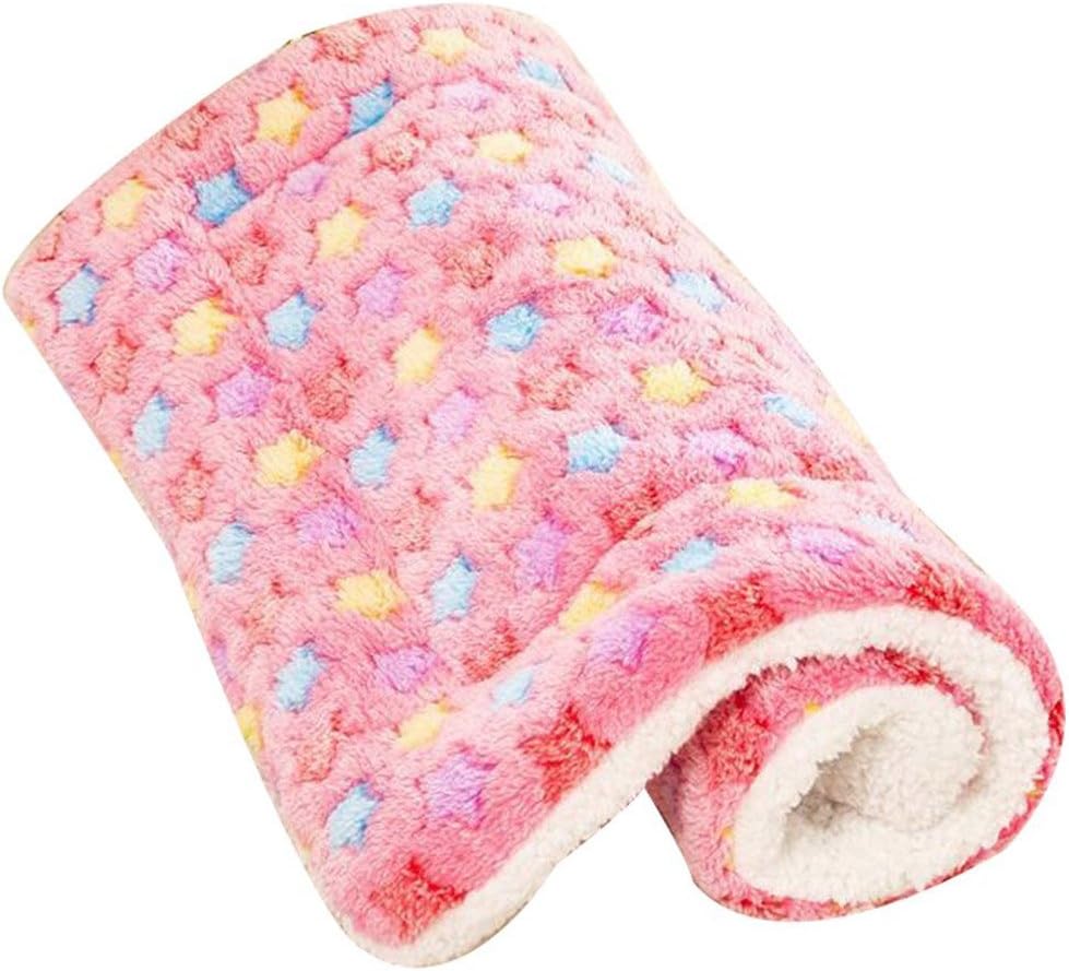 wyhweilong Pet Dog Cat Soft Blanket Puppy Kitten Colorful Star Warm Bed Mat (M, Pink)